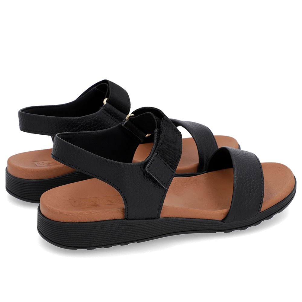 Sandália Casual Couro Preta Preto 3