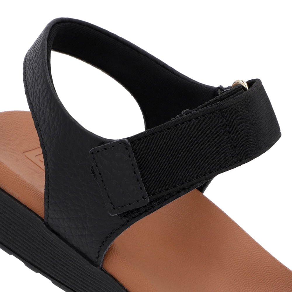 Sandália Casual Couro Preta Preto 4