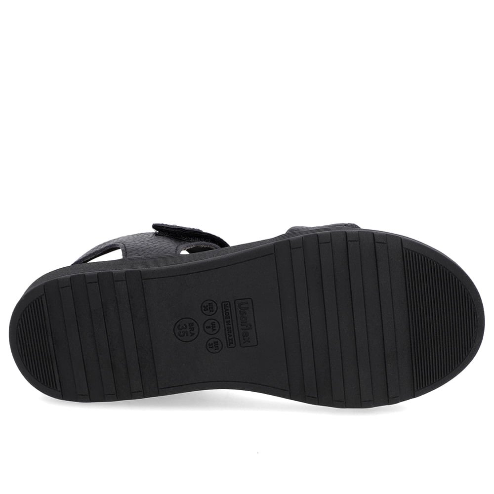 Sandália Casual Couro Preta Preto 5