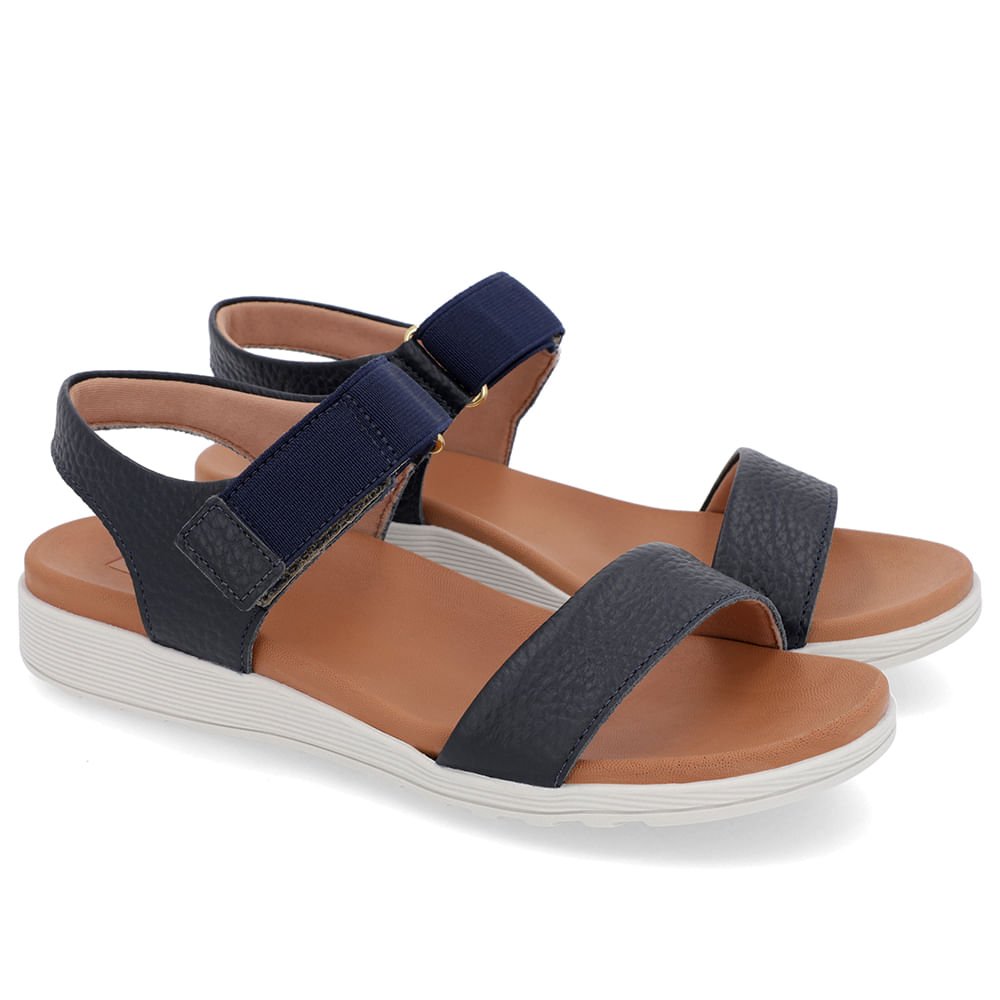Sandália Casual Couro Azul Azul 2