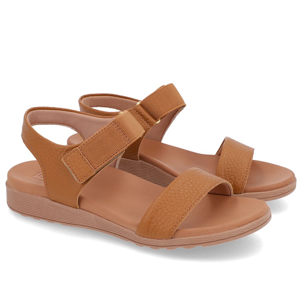 Sandália Casual Couro Marrom Marrom 2