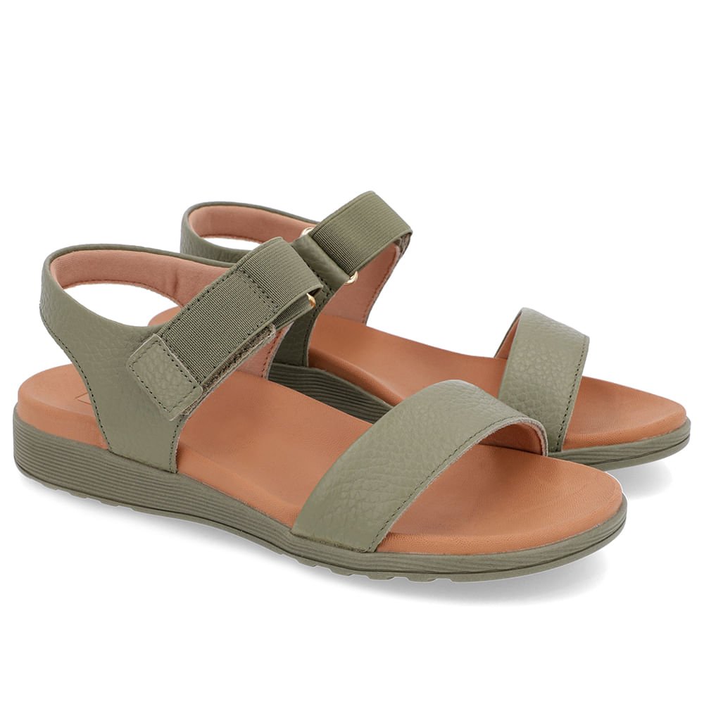 Sandália Casual Couro Verde Verde 2