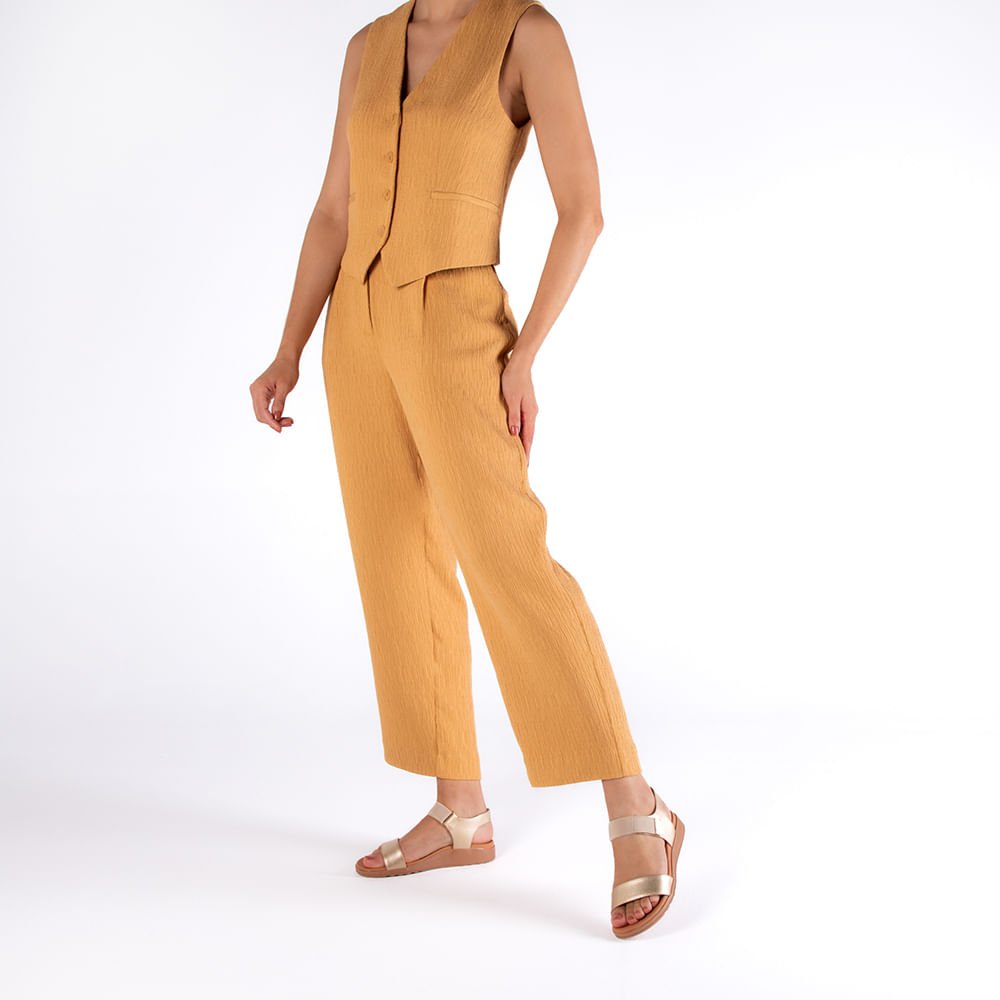 Sandália Casual Couro Dourado Dourado 4