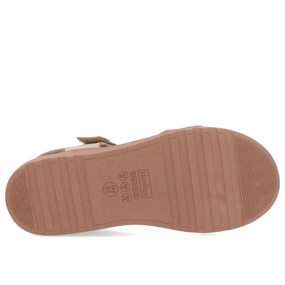 Sandália Casual Couro Dourado Dourado 5