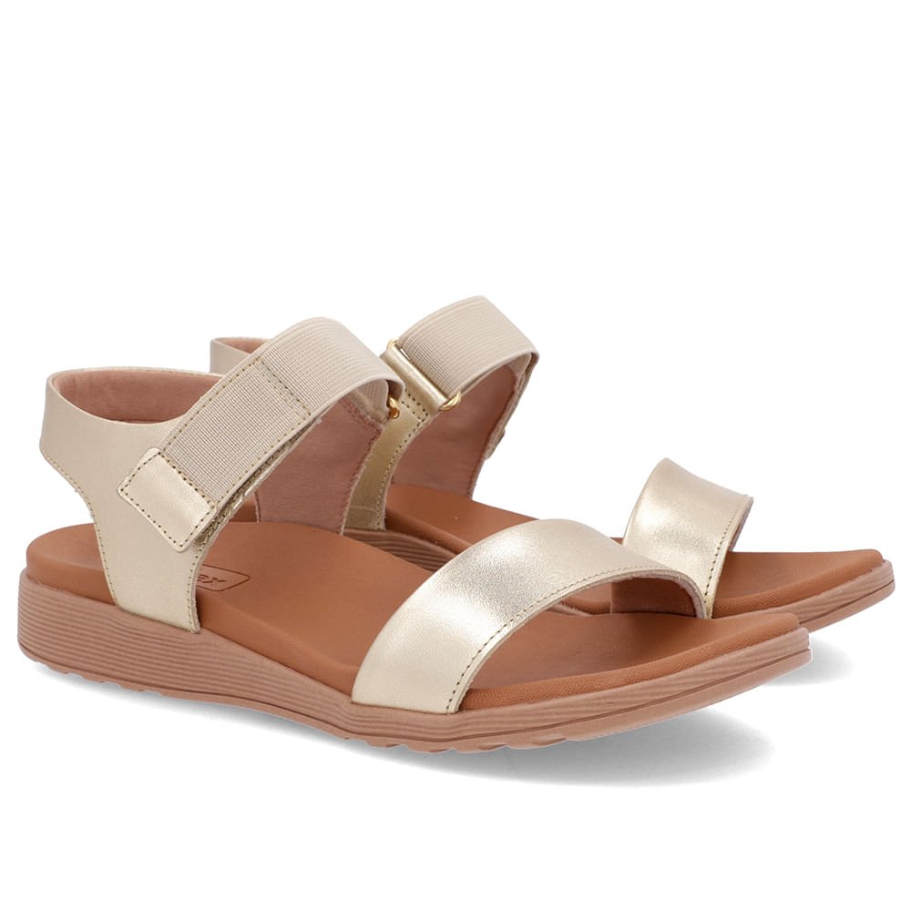 Sandália Casual Couro Dourado Dourado 2