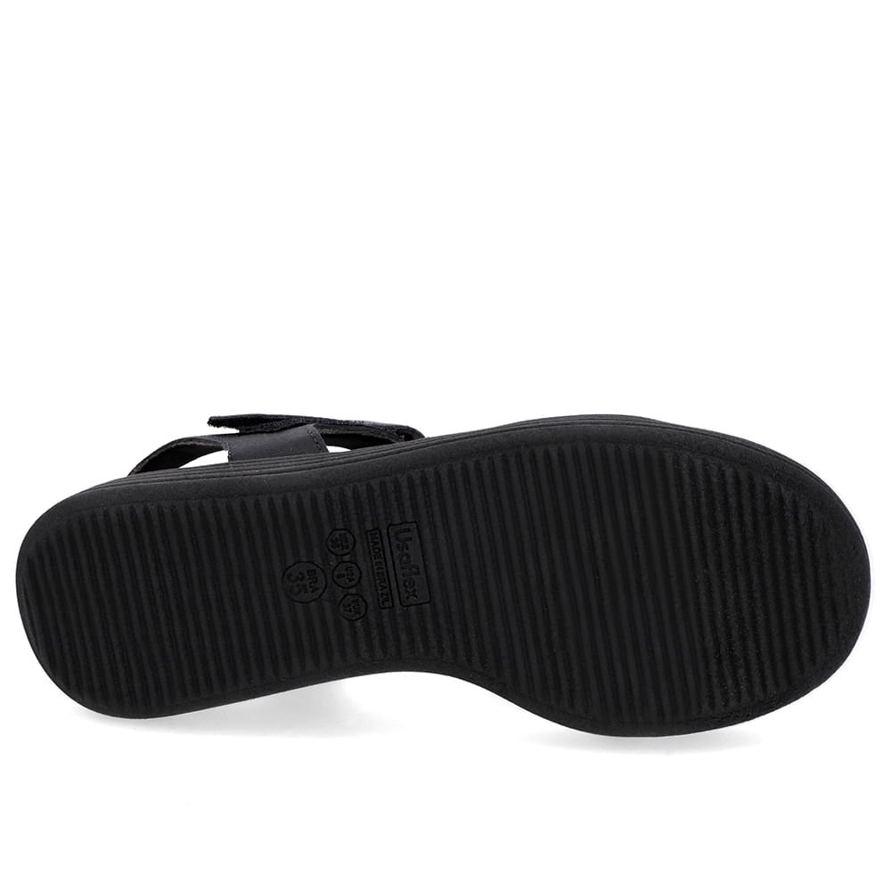 Sandália Casual Couro Preta Sola Preta Preto 5