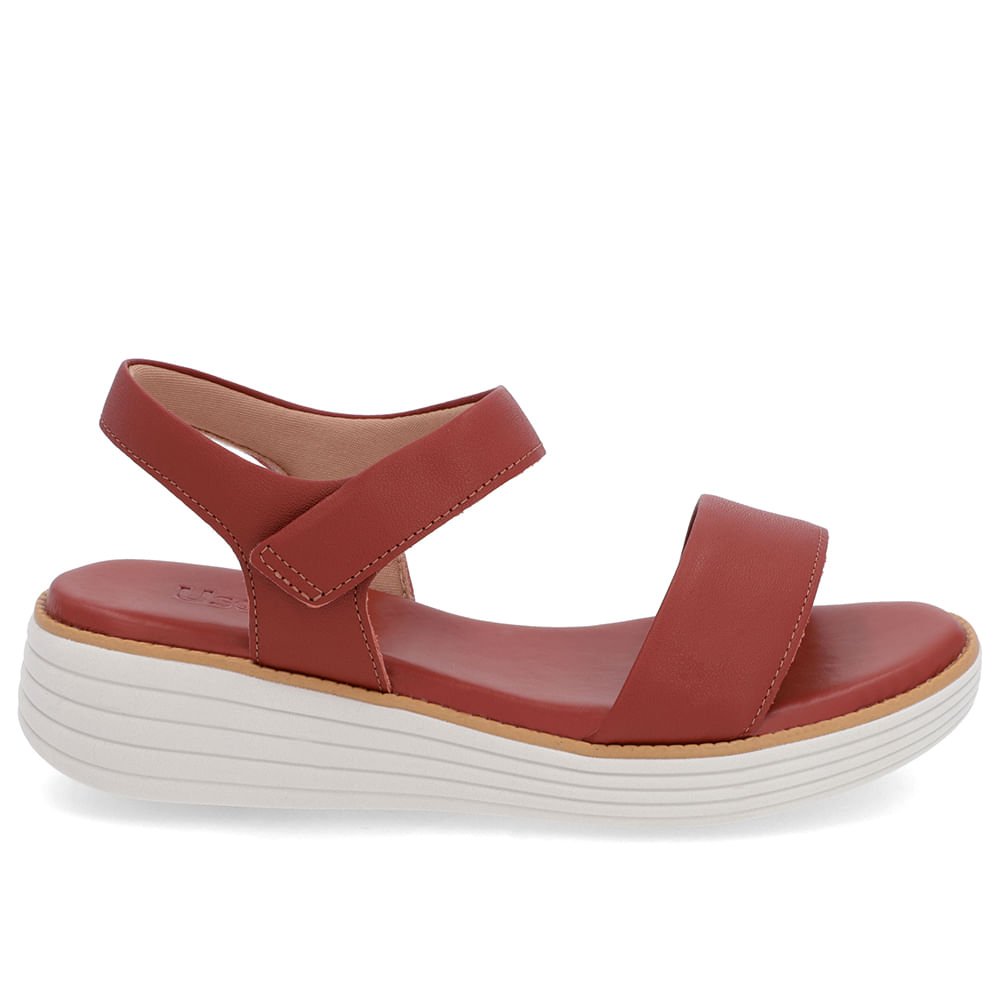 Sandália Casual Couro Marrom Sola Branca