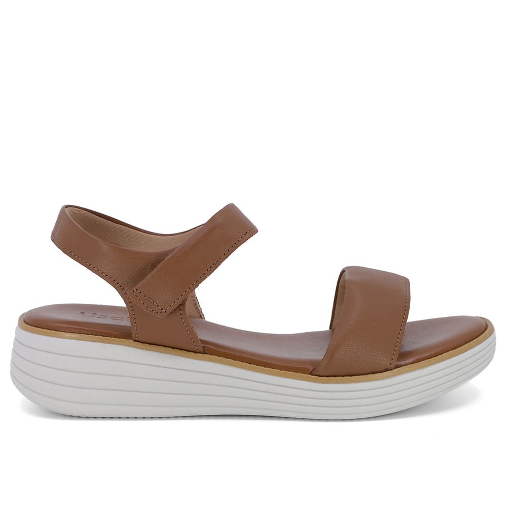 Sandália Casual Couro Marrom Sola Branca