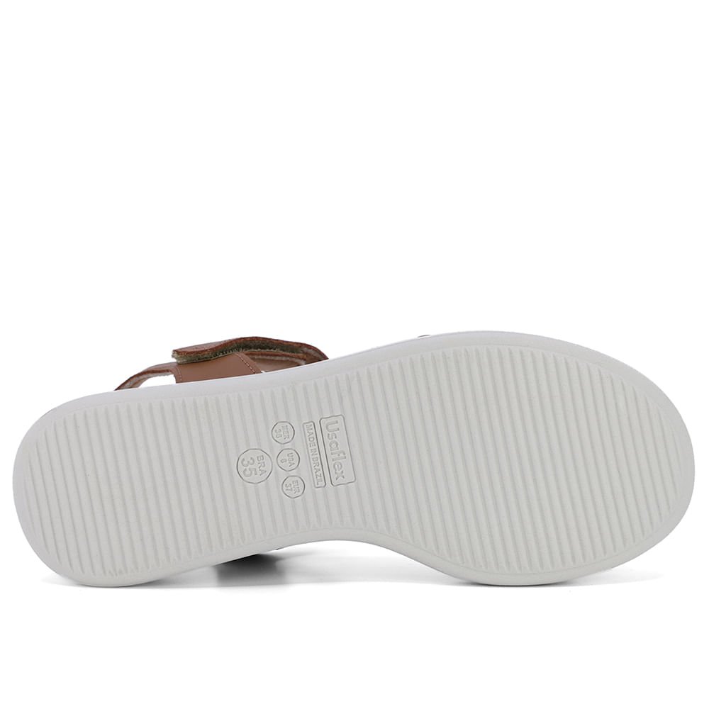 Sandália Casual Couro Marrom Sola Branca Marrom 5