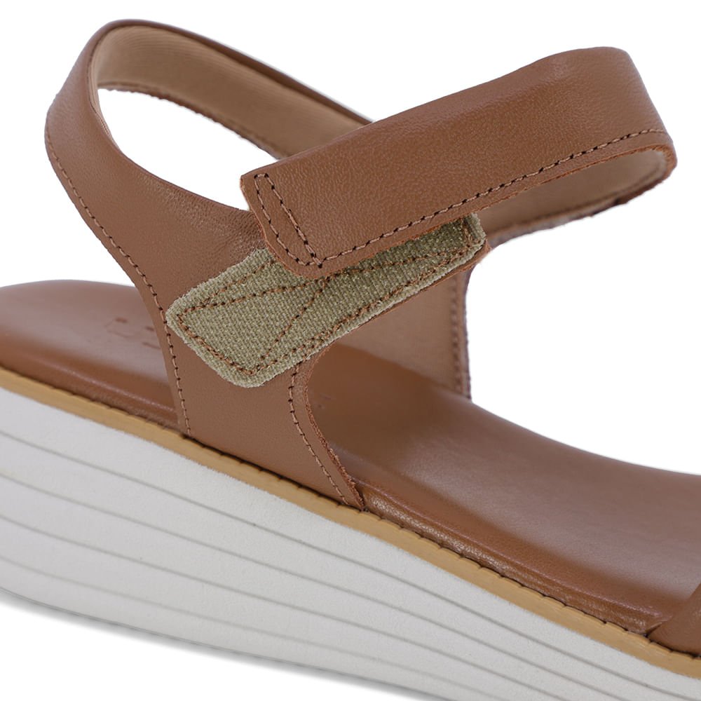 Sandália Casual Couro Marrom Sola Branca Marrom 4