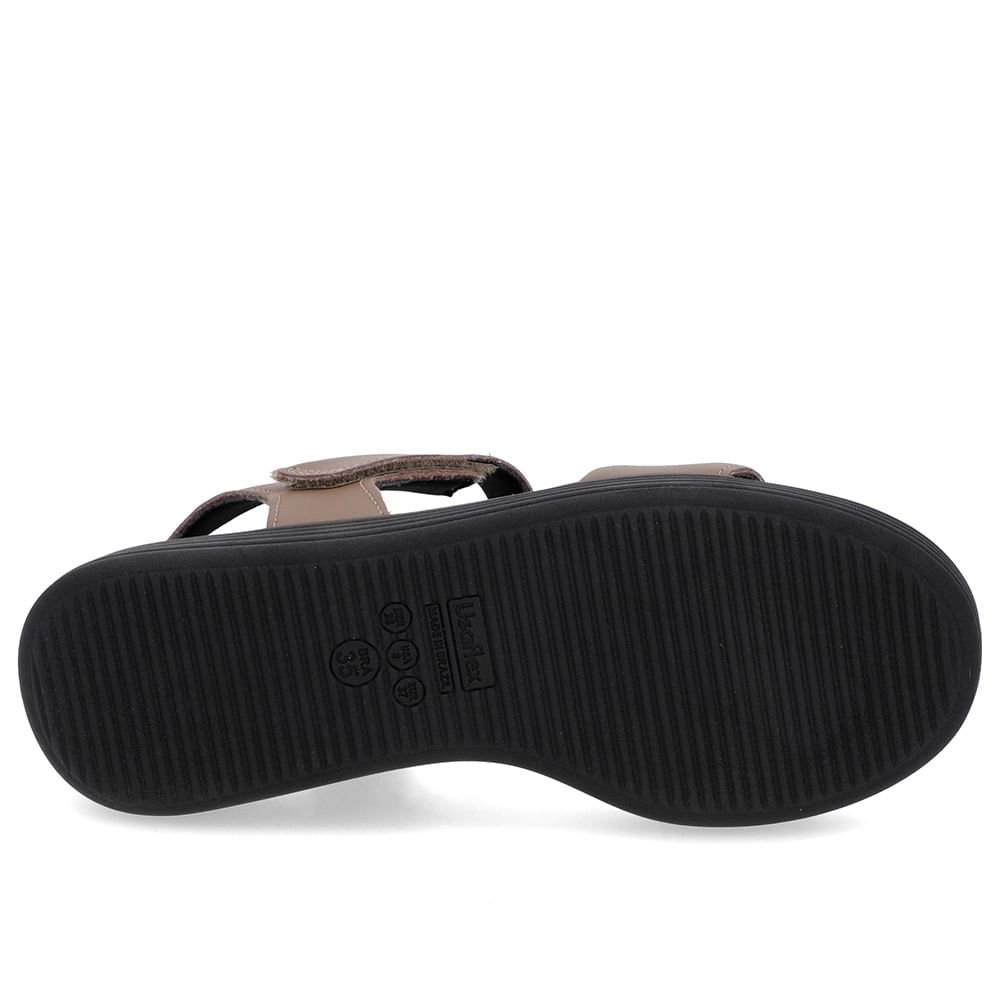 Sandália Casual Couro Marrom Sola Preta Marrom 5