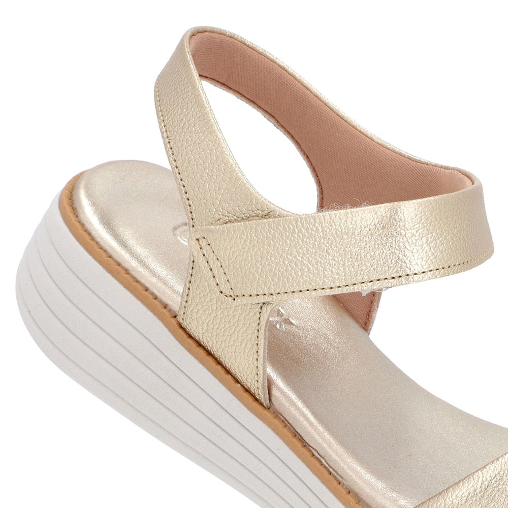 Sandália Casual Couro Dourada Sola Branca Dourado 4