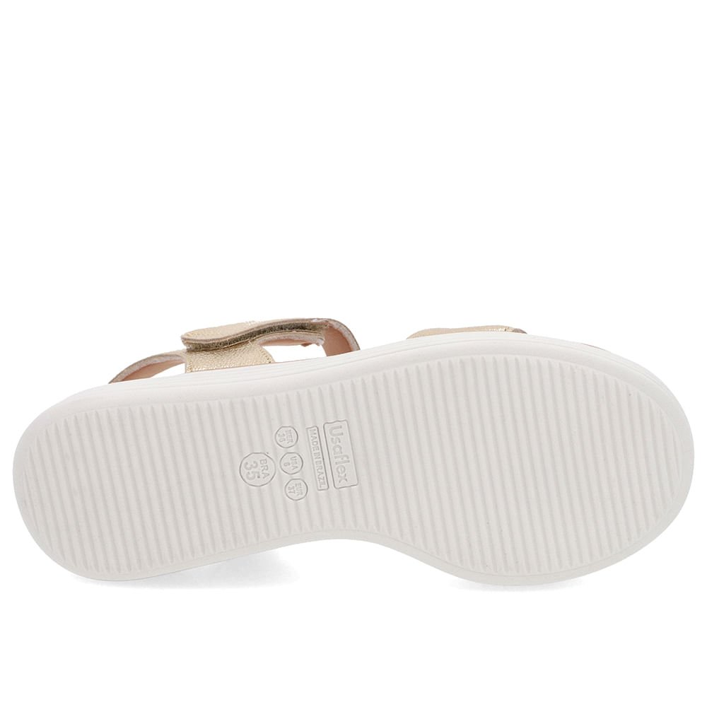 Sandália Casual Couro Dourada Sola Branca Dourado 5