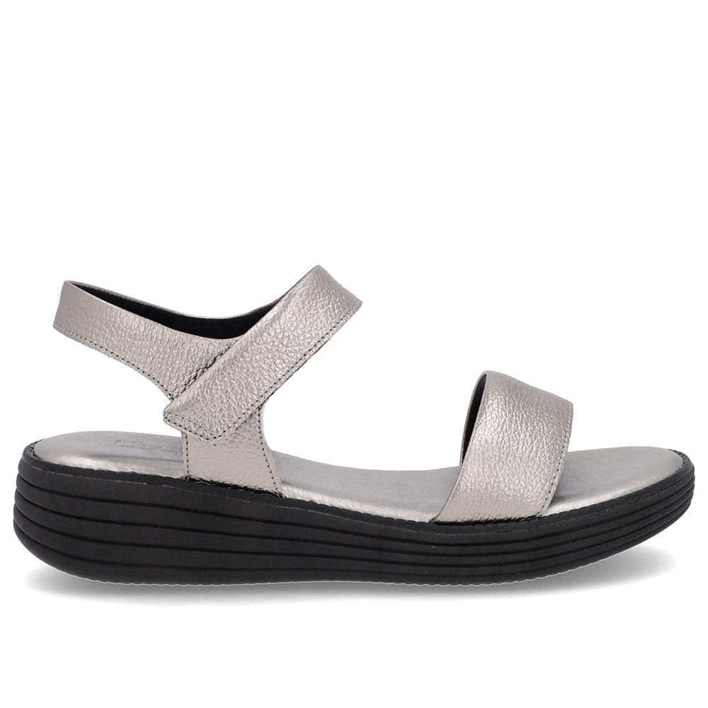 Sandália Casual Couro Aço Sola Preta