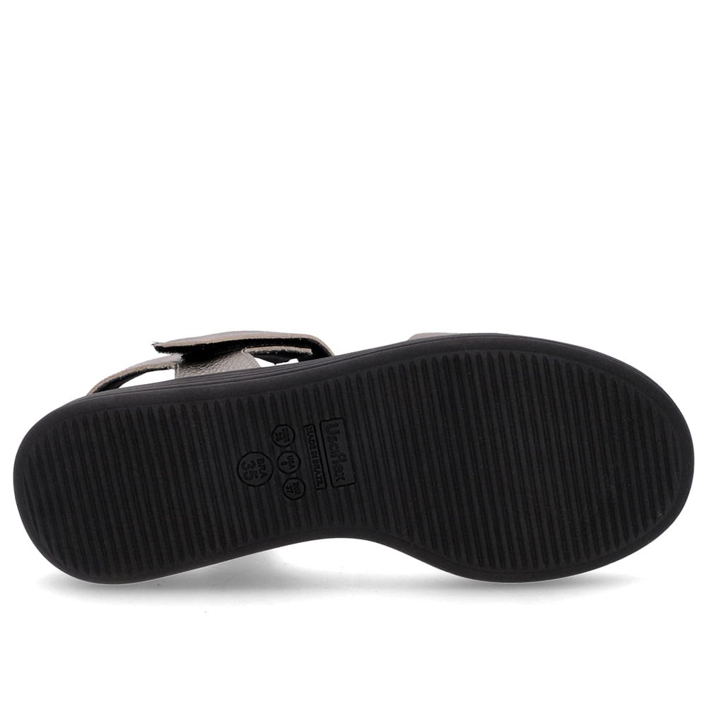 Sandália Casual Couro Aço Sola Preta Prata 5