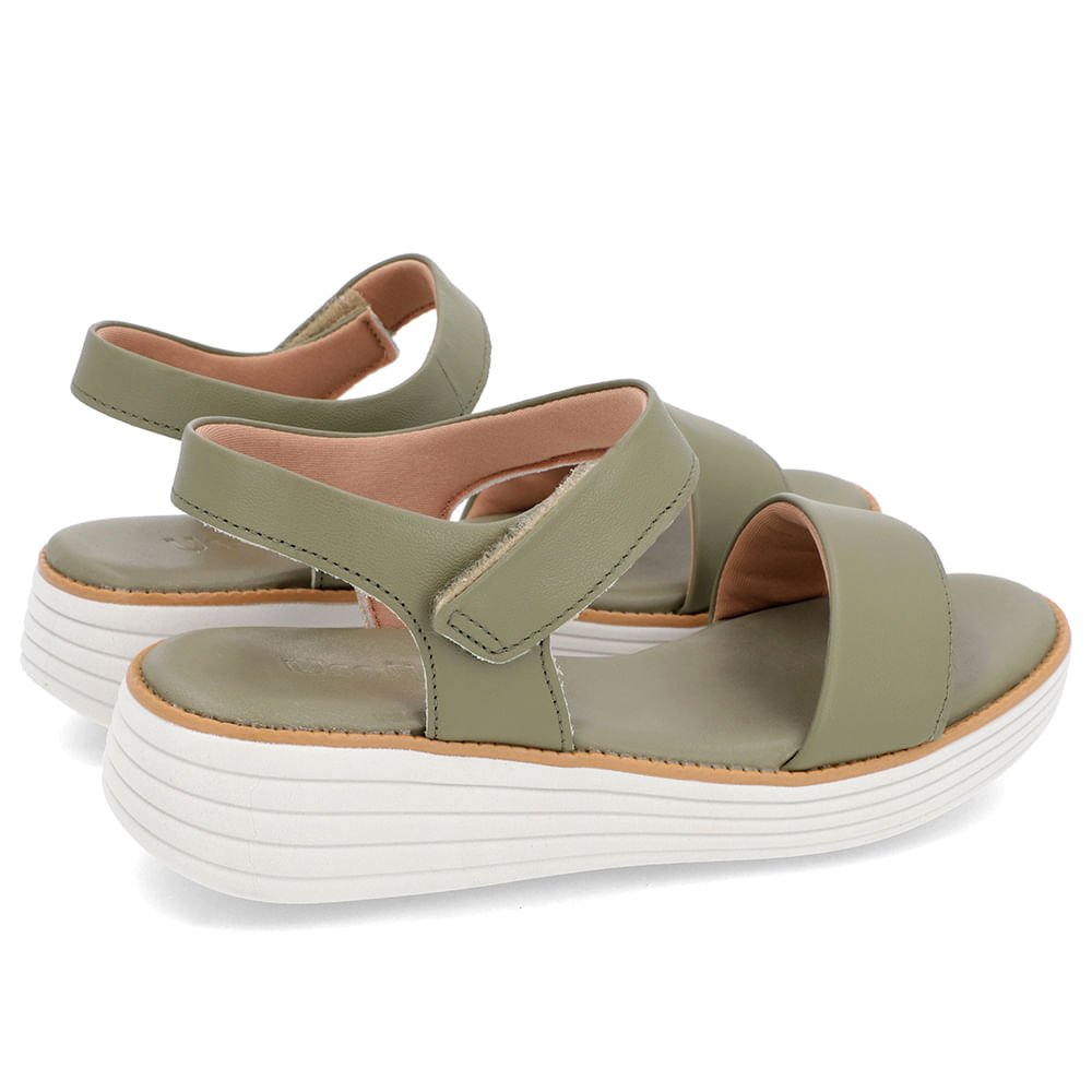 Sandália Casual Couro Verde Sola Preta Verde 3