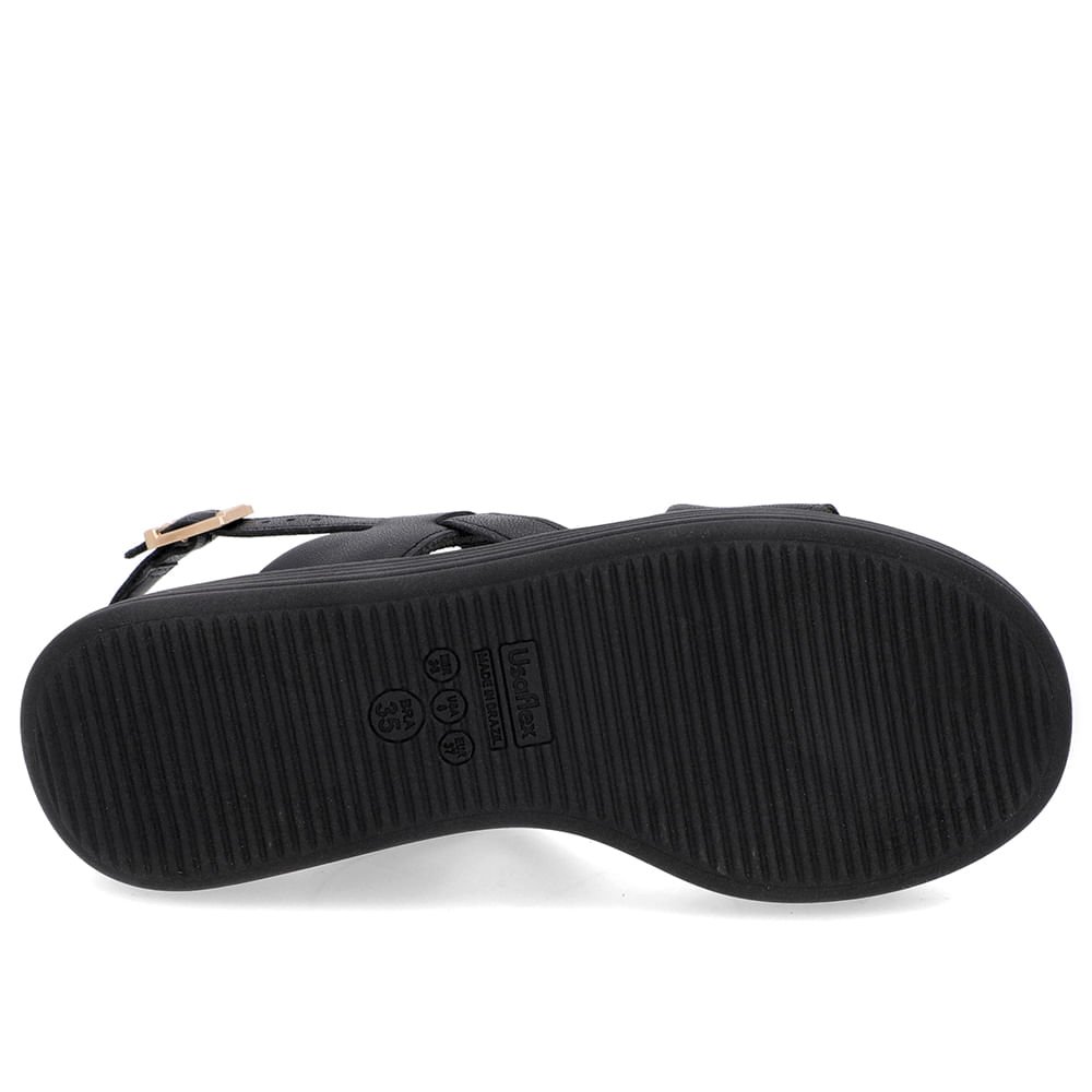 Sandália Salto Plataforma Couro Preta Preto 5