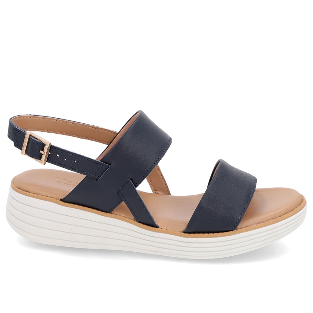 Sandália Salto Plataforma Couro Azul