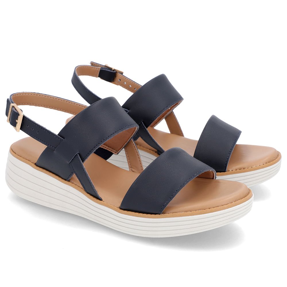 Sandália Salto Plataforma Couro Azul Azul 2