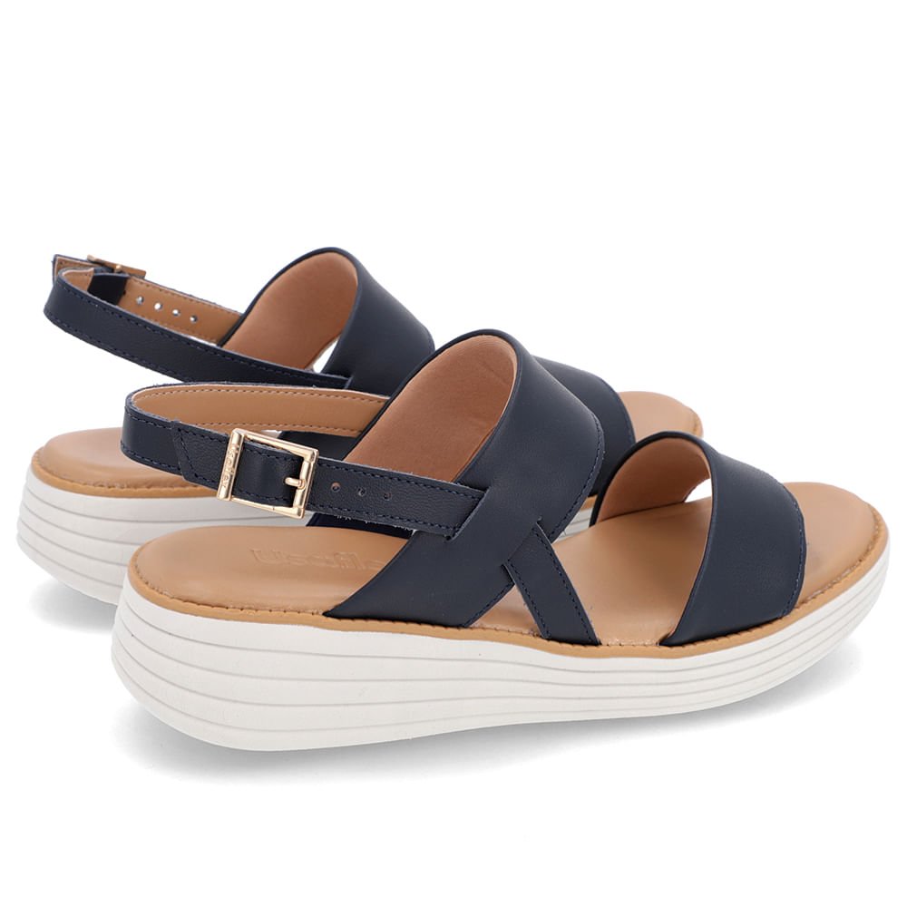 Sandália Salto Plataforma Couro Azul Azul 3