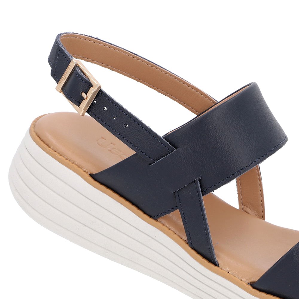 Sandália Salto Plataforma Couro Azul Azul 4