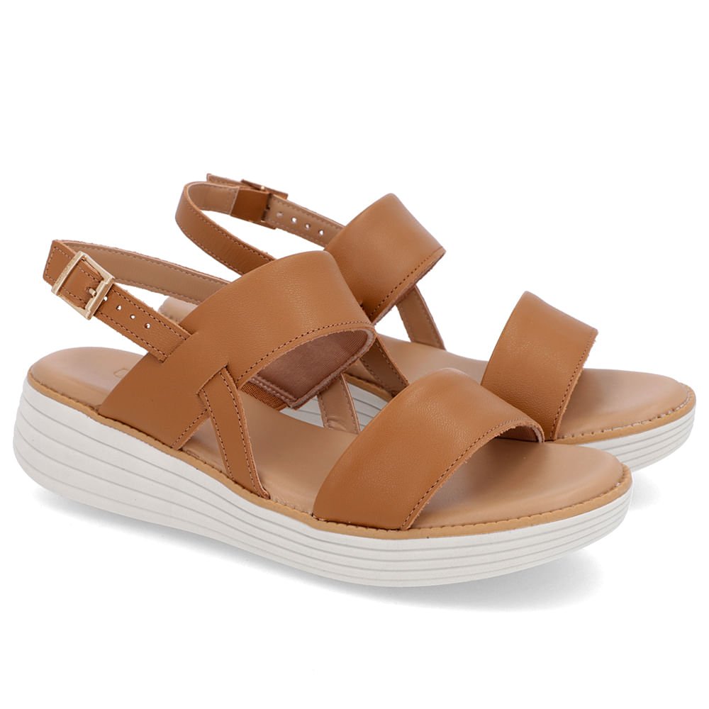 Sandália Salto Plataforma Couro Marrom Marrom 2