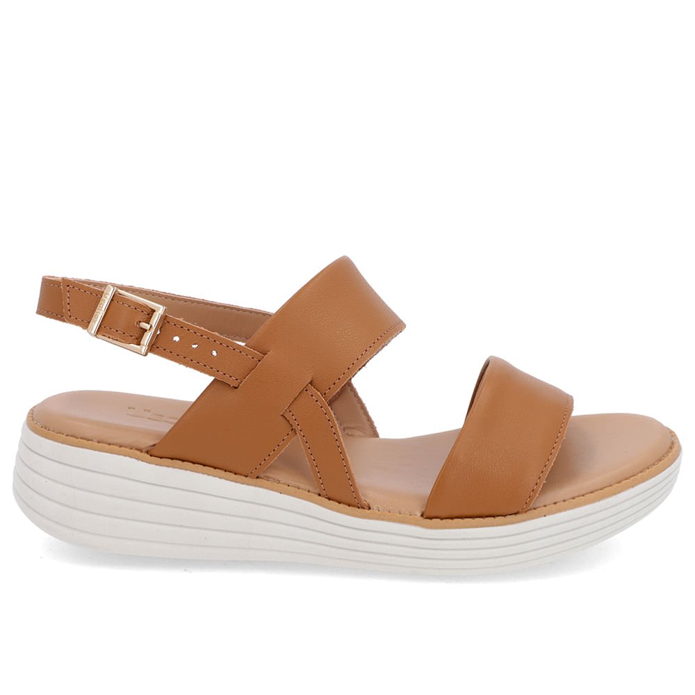 Sandália Salto Plataforma Couro Marrom