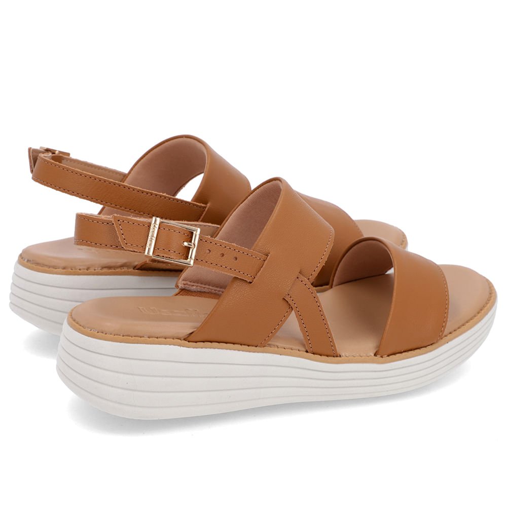 Sandália Salto Plataforma Couro Marrom Marrom 3