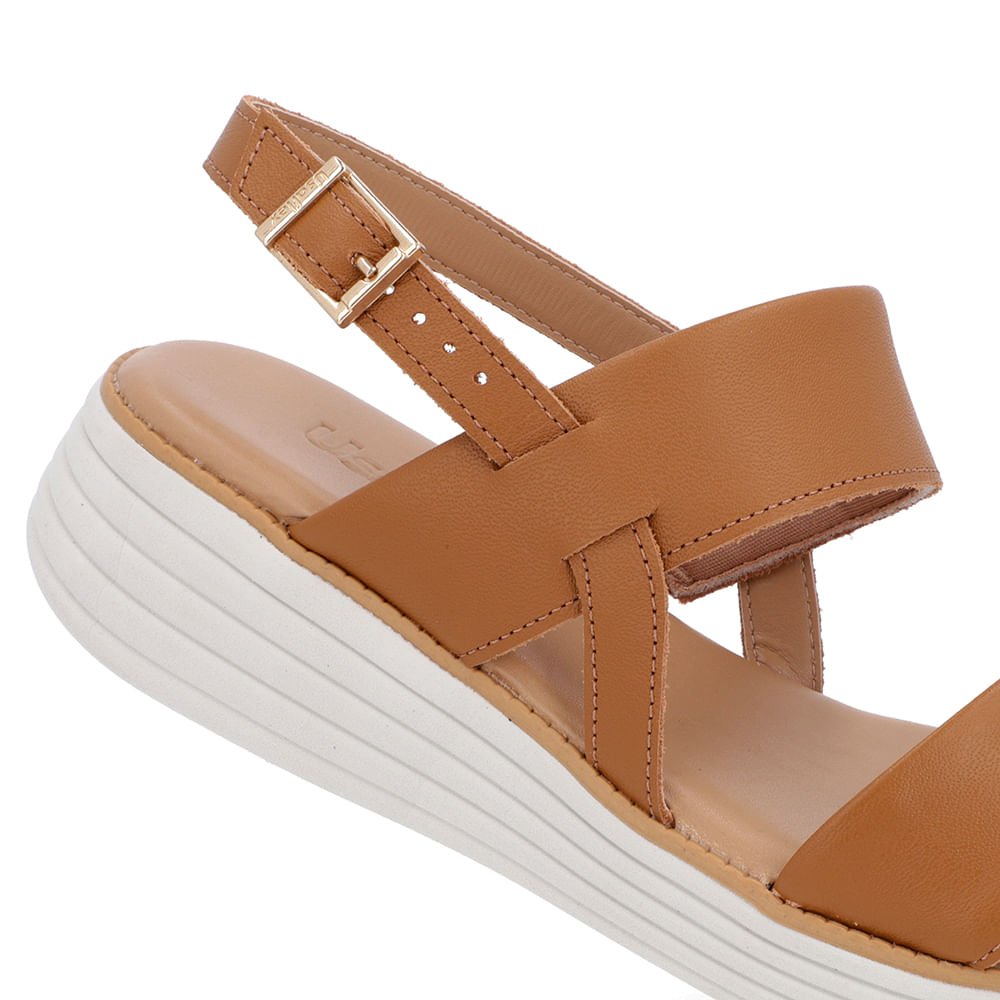 Sandália Salto Plataforma Couro Marrom Marrom 4