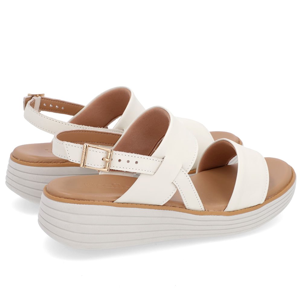 Sandália Salto Plataforma Couro Branca Marfim Branco 3