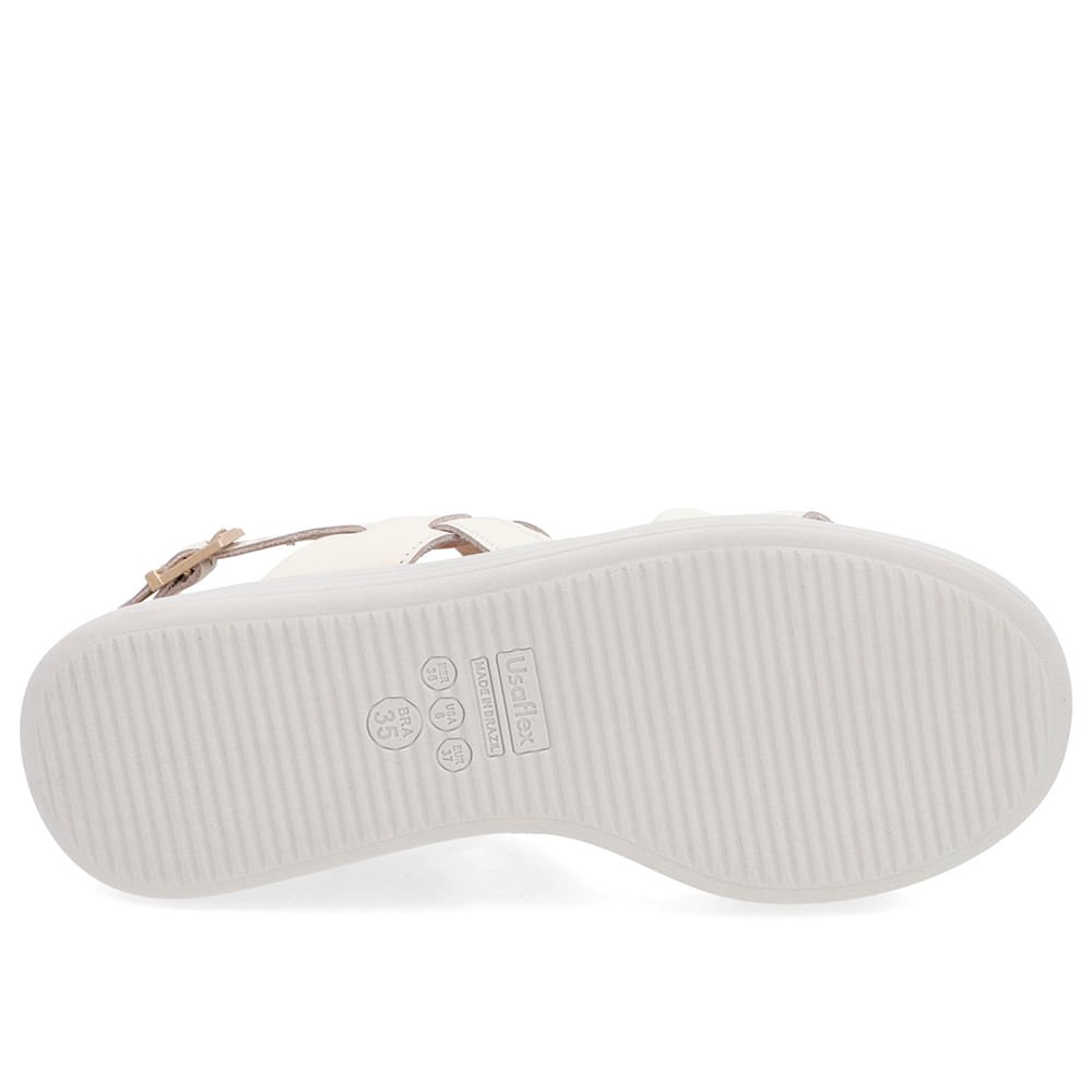 Sandália Salto Plataforma Couro Branca Marfim Branco 5