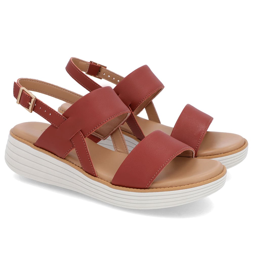 Sandália Salto Plataforma Couro Marrom Marrom 2