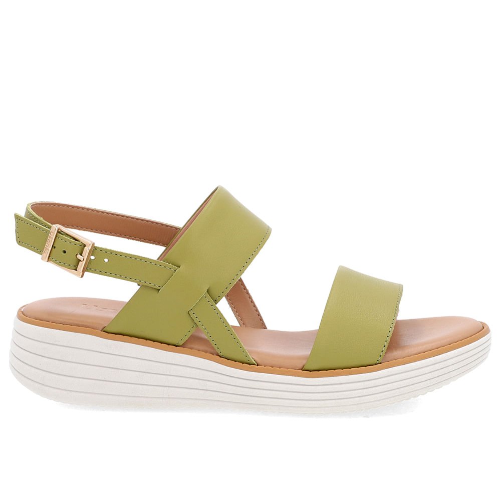 Sandália Salto Plataforma Couro Verde Verde 1