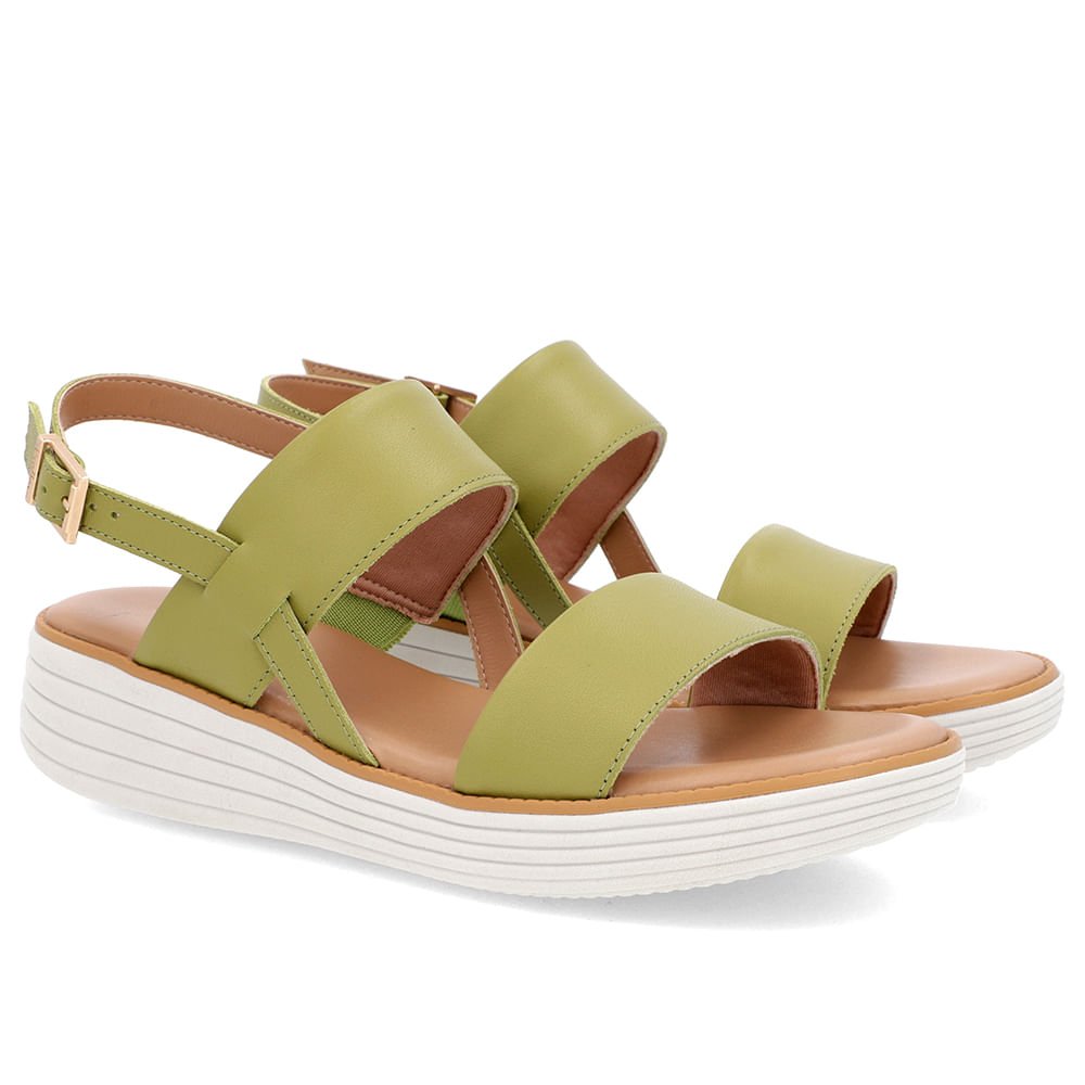 Sandália Salto Plataforma Couro Verde Verde 2