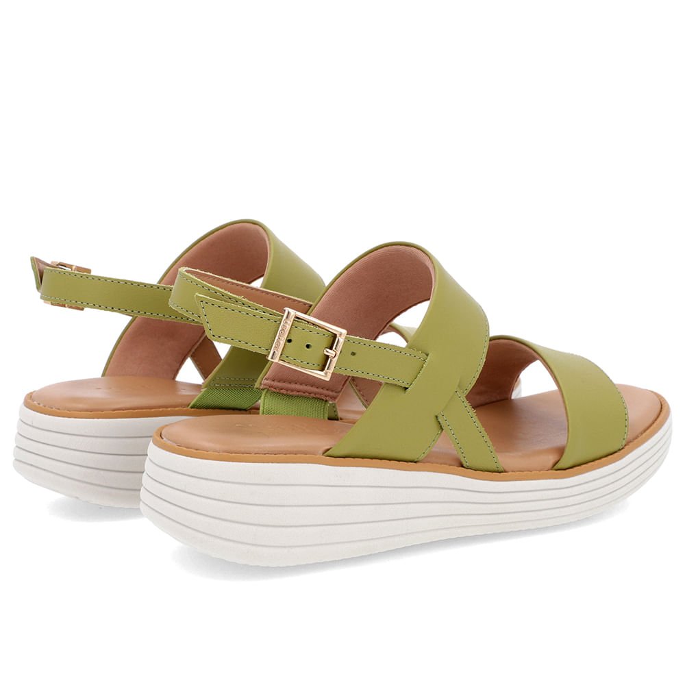 Sandália Salto Plataforma Couro Verde Verde 3