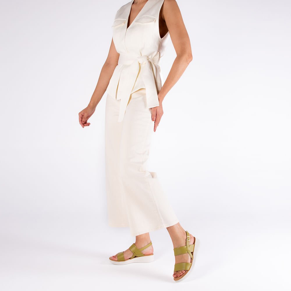 Sandália Salto Plataforma Couro Verde Verde 4