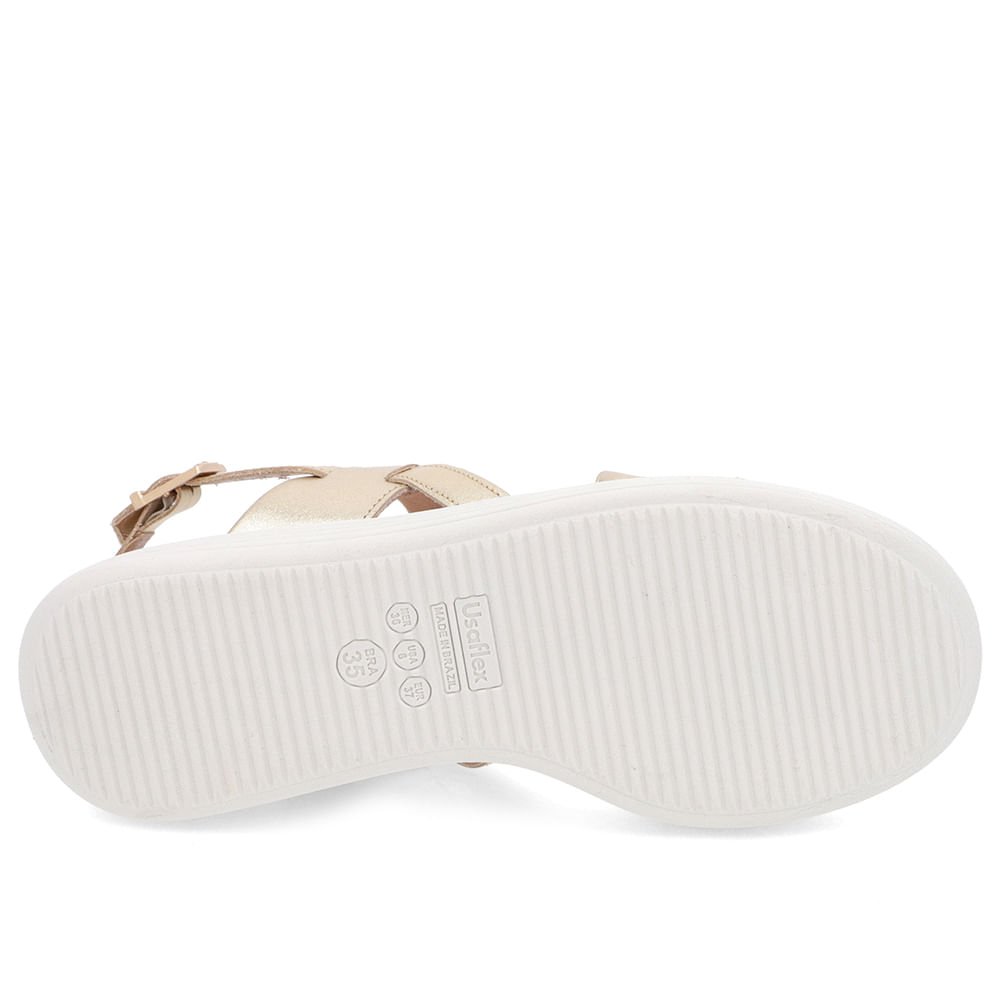 Sandália Salto Plataforma Couro Dourada Dourado 5