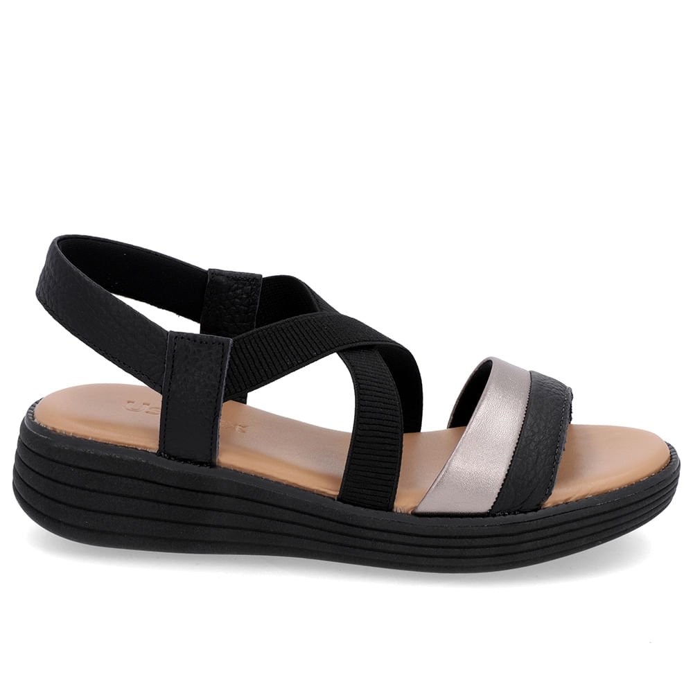 Sandália Bico Redondo Couro Preta