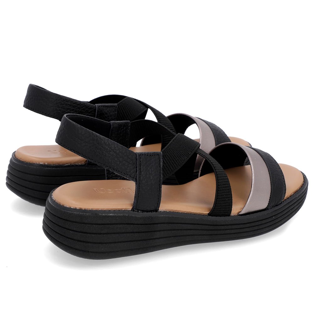 Sandália Bico Redondo Couro Preta Preto 3