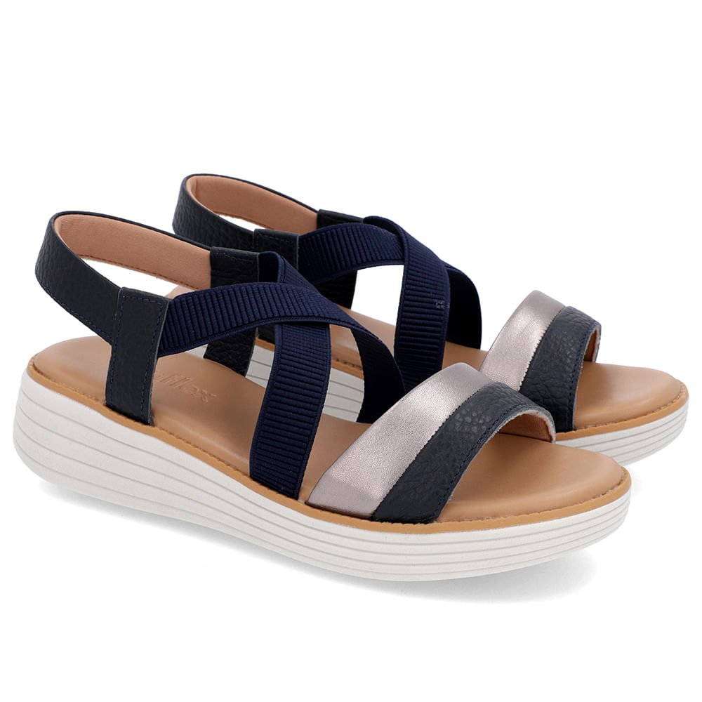 Sandália Bico Redondo Couro Azul Azul 2