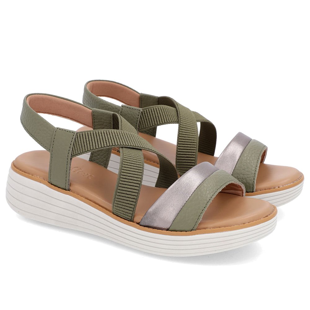 Sandália Bico Redondo Couro Verde Verde 2