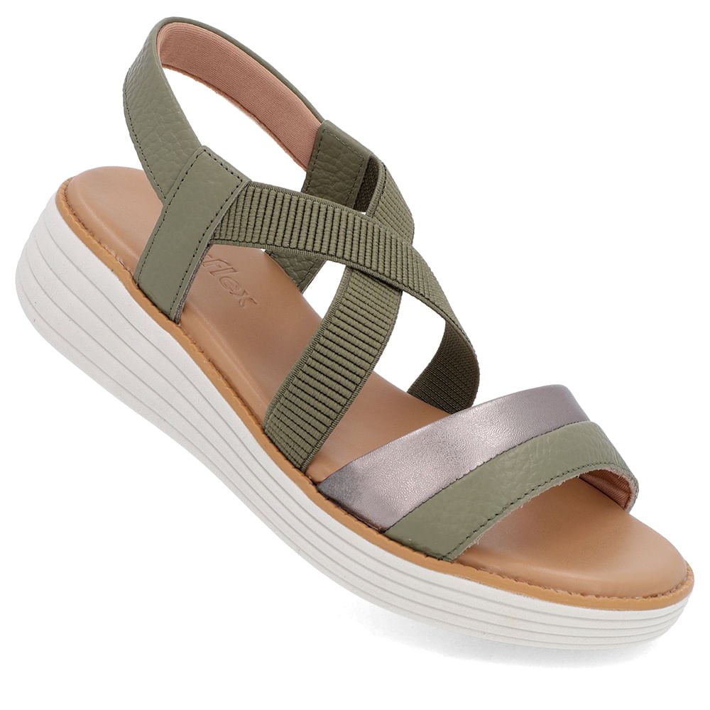 Sandália Bico Redondo Couro Verde Verde 4