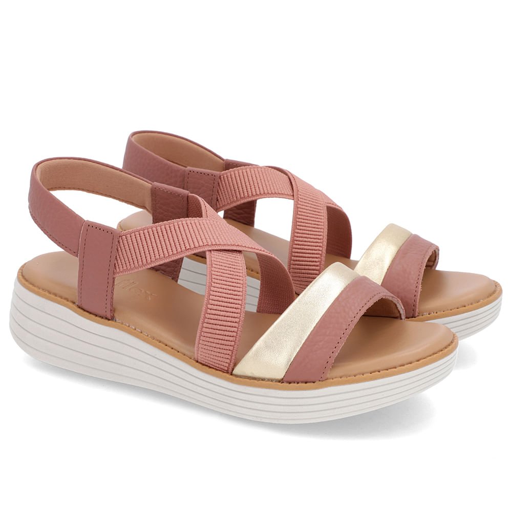 Sandália Bico Redondo Couro Rosa Rosa 2