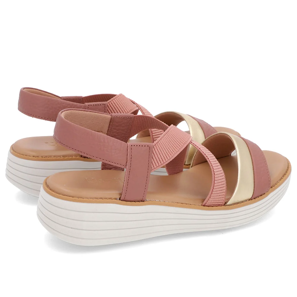 Sandália Bico Redondo Couro Rosa Rosa 3