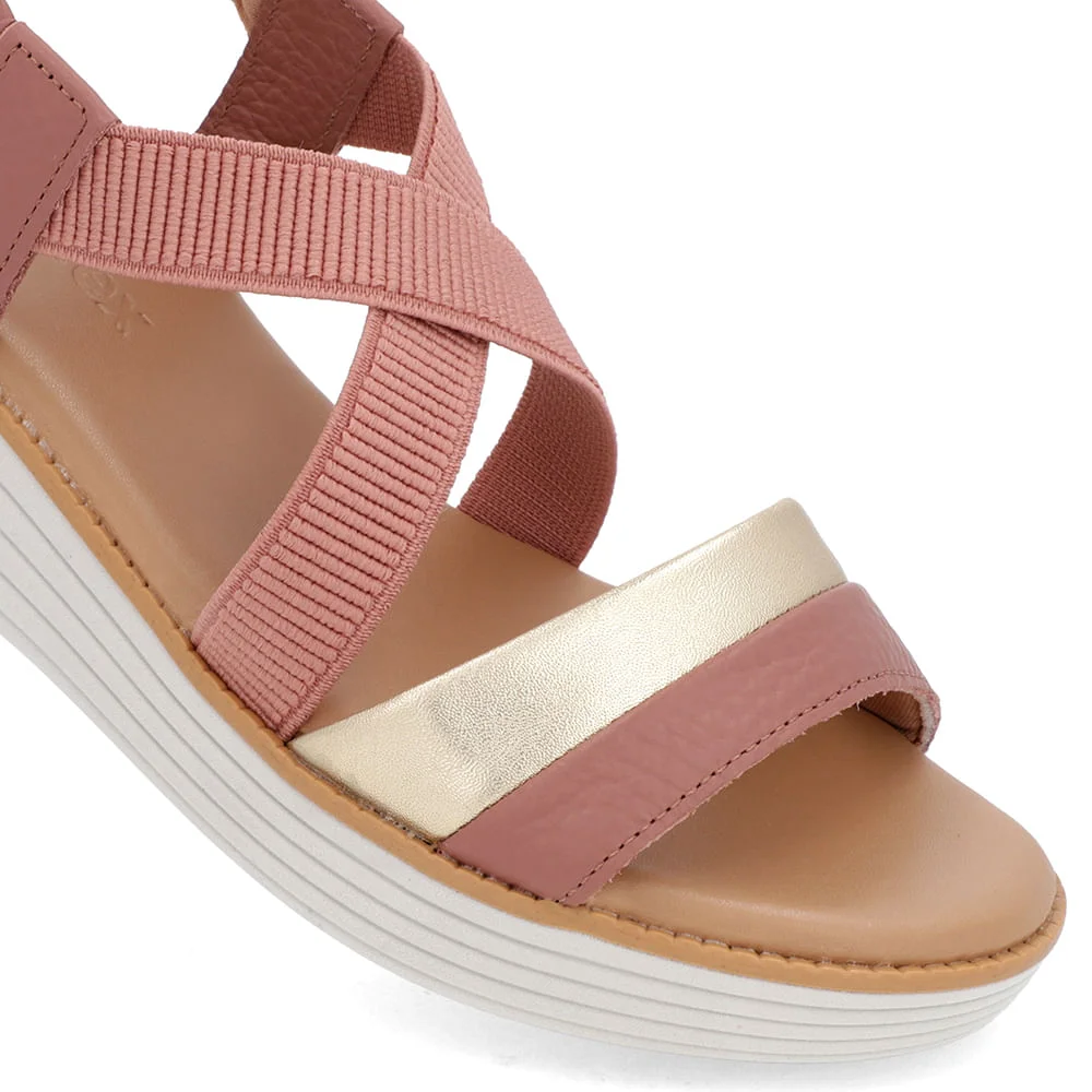 Sandália Bico Redondo Couro Rosa Rosa 4