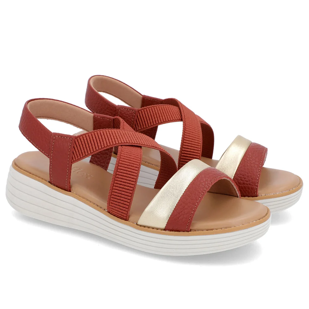 Sandália Bico Redondo Couro Marrom Marrom 2