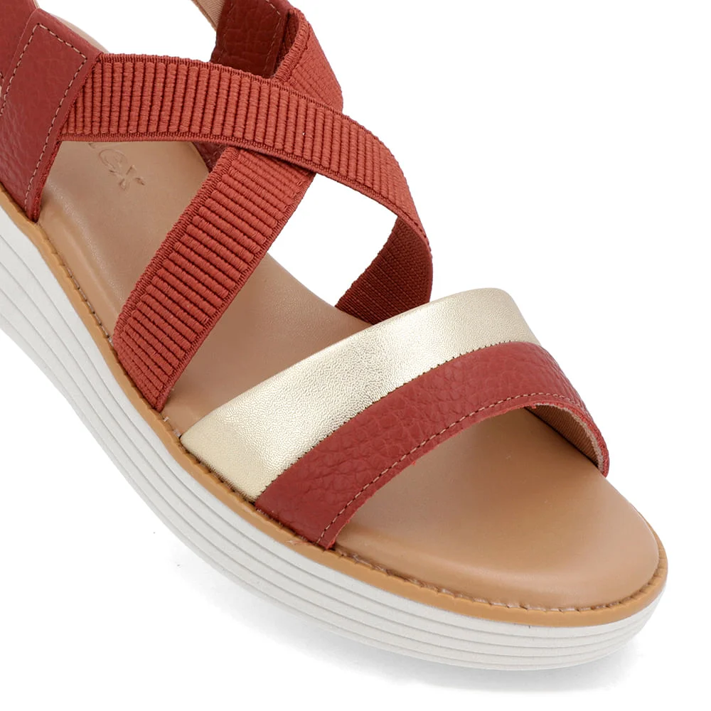 Sandália Bico Redondo Couro Marrom Marrom 4