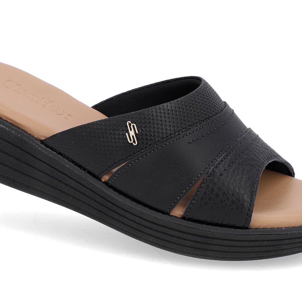 Tamanco Bico Redondo Couro Preto Preto 4