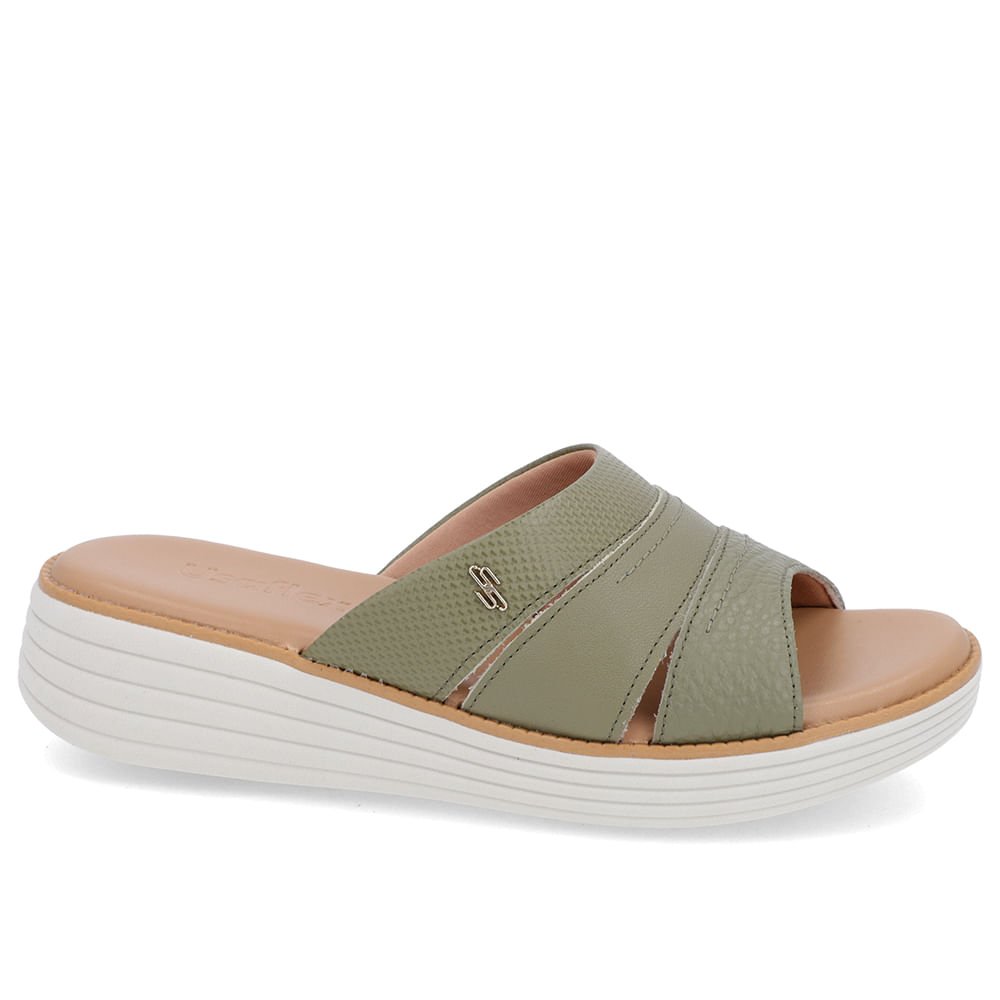 Tamanco Bico Redondo Couro Verde