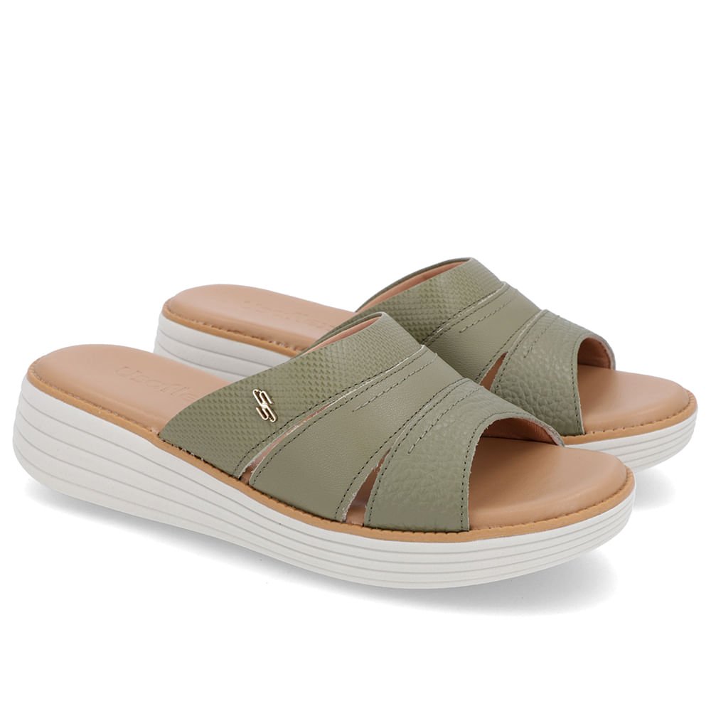 Tamanco Bico Redondo Couro Verde Verde 2